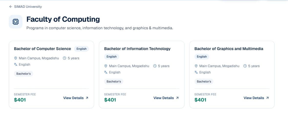 A university's programs and fees, reached from Find Your University